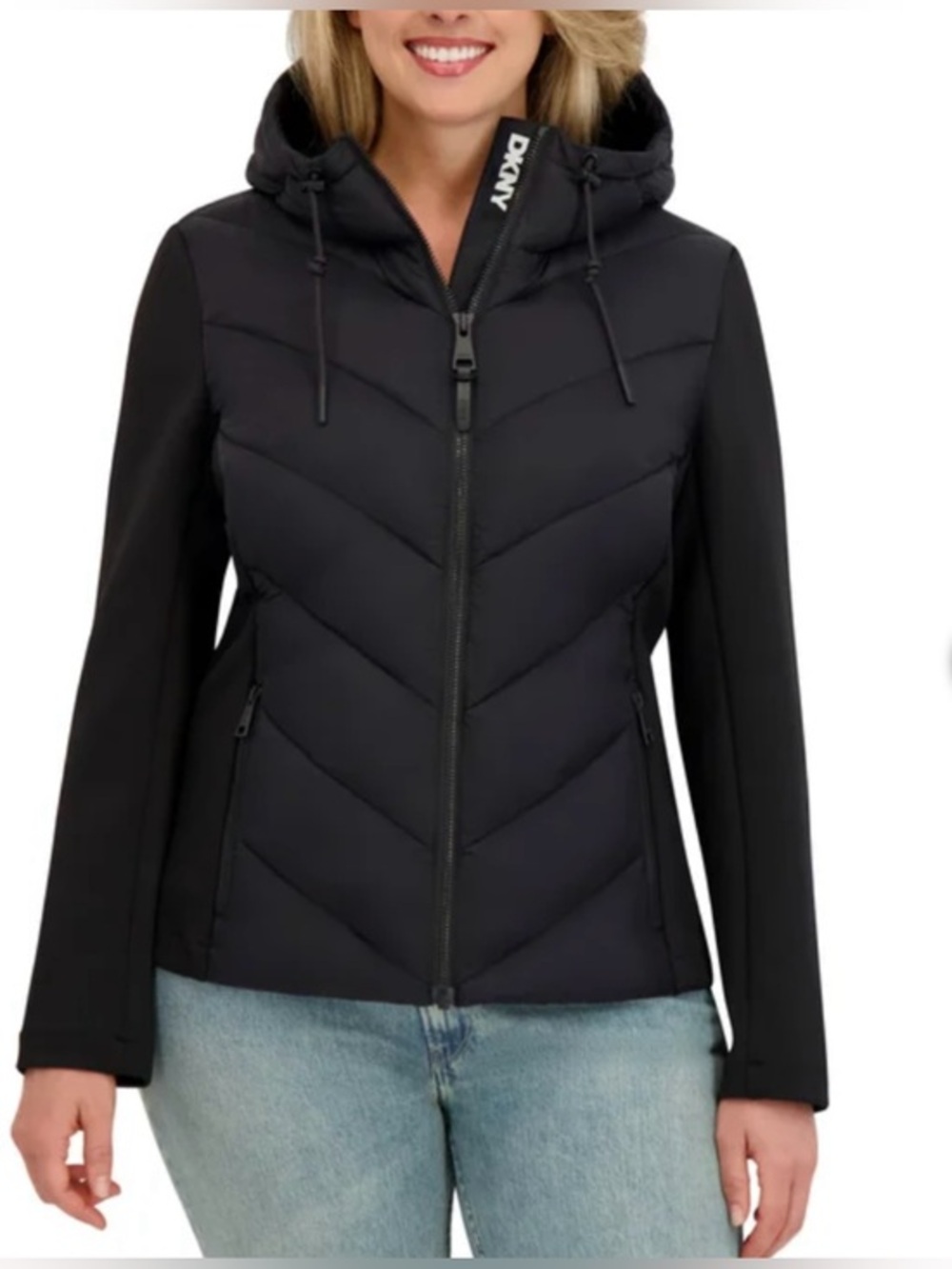 DKNY Women’s Black Hooded Puffer Jacket NWT